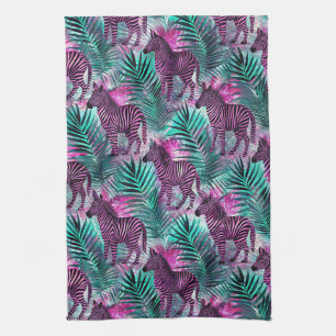 Pink Zebra Jungle Tropical Pattern Kitchen Towel