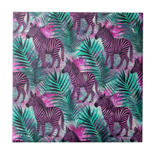Pink Zebra Jungle Tropical Pattern Tile