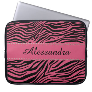 Pink Zebra Laptop Sleeve Personalized