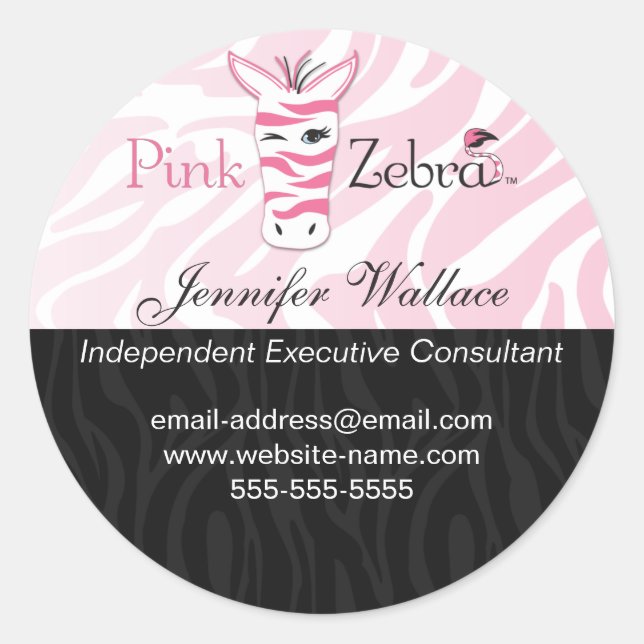 Pink Zebra Mailing or Packaging Classic Round Sticker (Front)