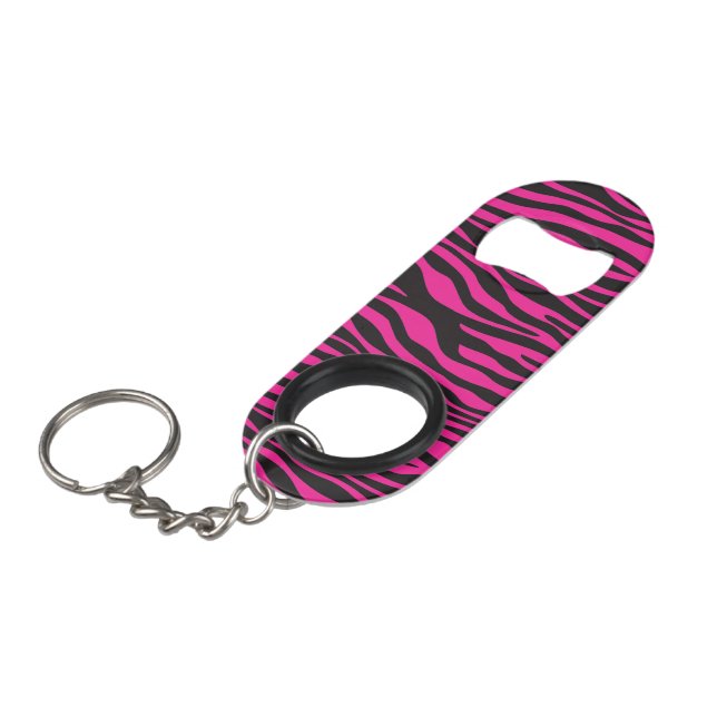 Pink Zebra Mini Bottle Opener (Front Angled)