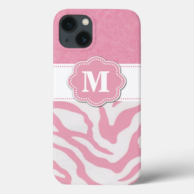 Pink Zebra Monogram iPad Case (Back)