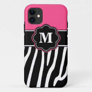 Pink Zebra Monogram Phone Case