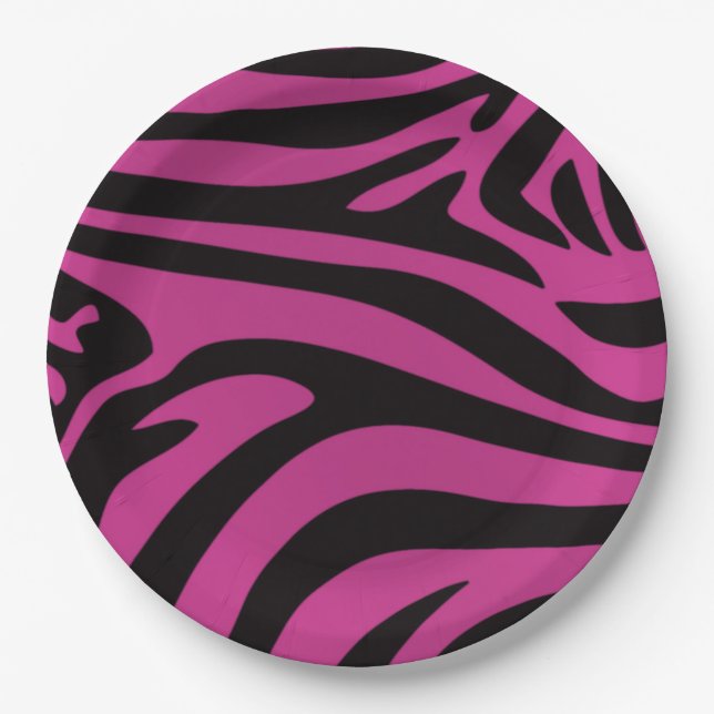 Pink Zebra Paper Plate (Front)