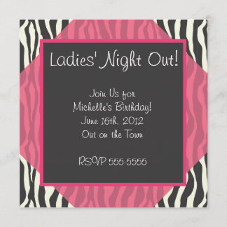 Pink Zebra Party Invitation