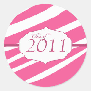 Pink zebra pattern graduation class of stickers