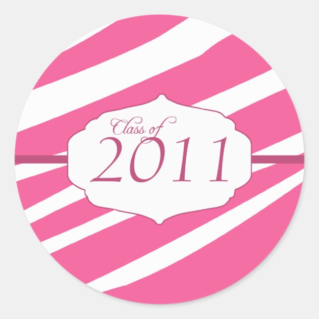Pink zebra pattern graduation class of stickers (Front)