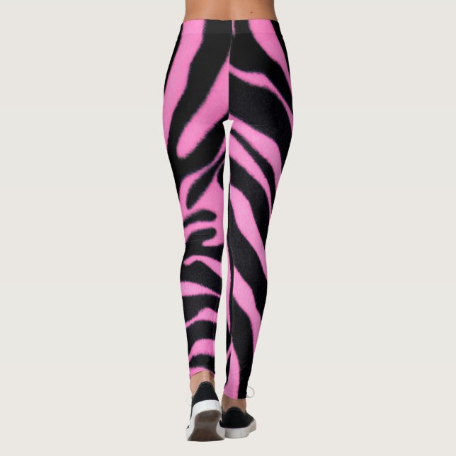 Pink Zebra Pattern Leggings – Bold Animal Print (Back)