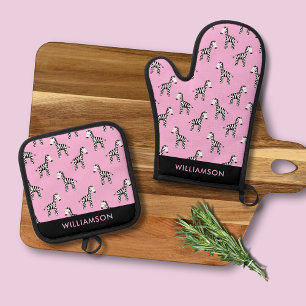 Pink Zebra pattern Oven Mitt & Pot Holder Set