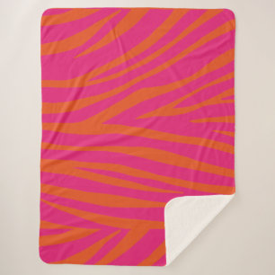 Pink Zebra Pattern Sherpa Blanket