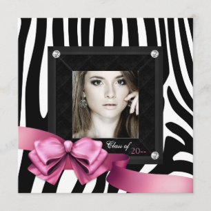 Pink Zebra Photo Graduation Announcements