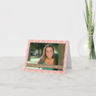 Pink zebra photo graduation party announcement