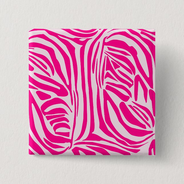 Pink zebra print 2 inch square button (Front)