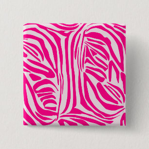 Pink zebra print 2 inch square button