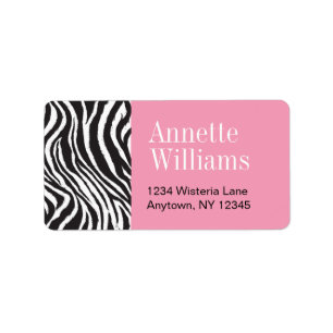 Pink & Zebra Print  Address Labels