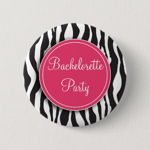 Pink Zebra Print Bachelorette Party Button