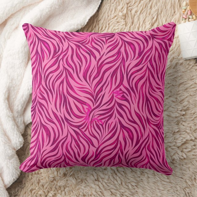 Pink Zebra Print Barbiecore Y2K Animal Pattern Throw Pillow (Blanket)