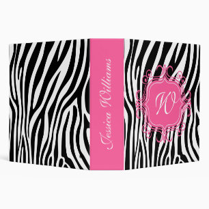 Pink & Zebra Print Binder