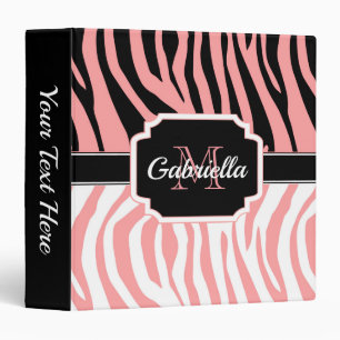 Pink Zebra Print Binder