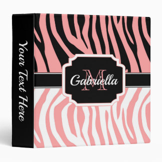 Pink Zebra Print Binder
