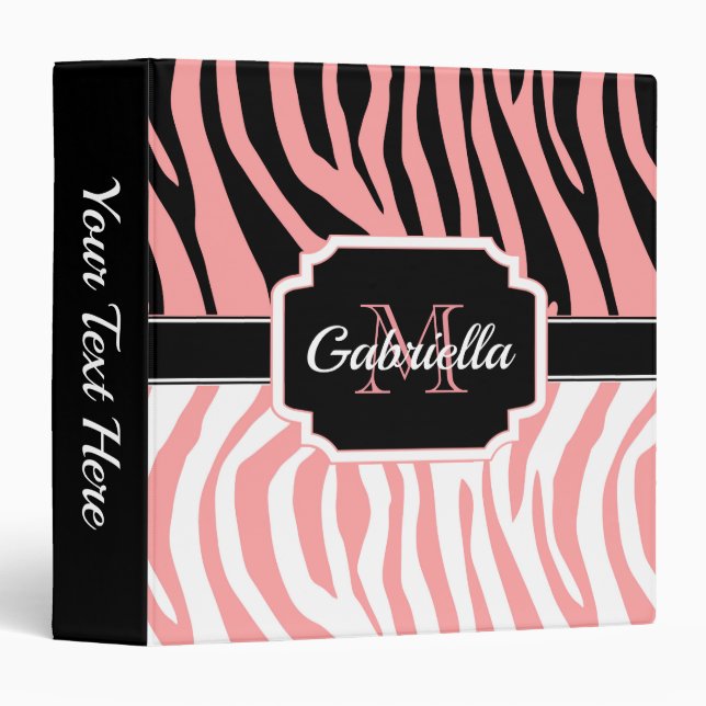 Pink Zebra Print Binder (Front/Spine)