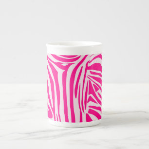 Pink zebra print bone china mug