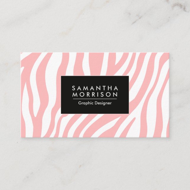 Pink Zebra Print Business Card (Front)
