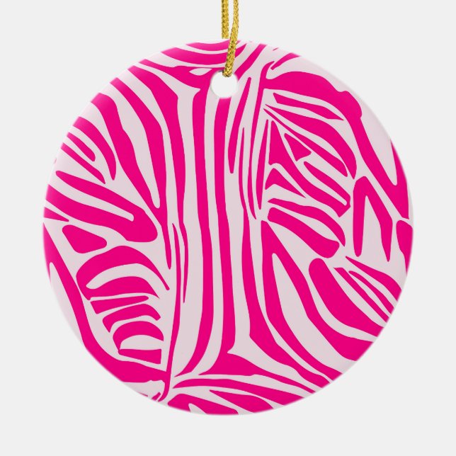 Pink zebra print ceramic ornament (Front)