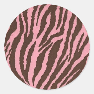 Pink Zebra Print Classic Round Sticker