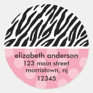 Pink Zebra Print Classic Round Sticker