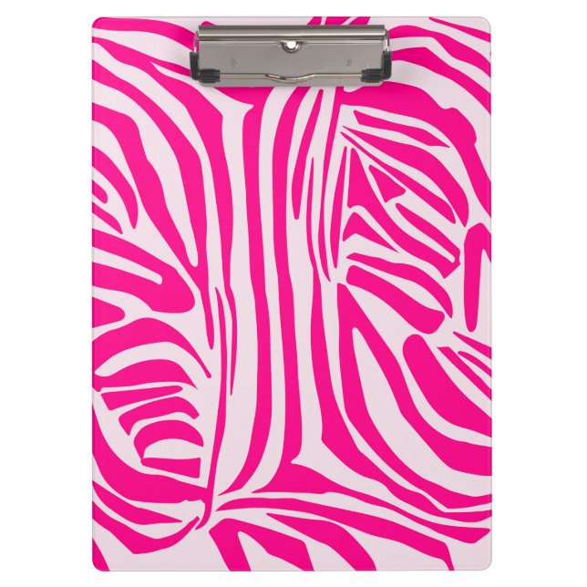 Pink zebra print clipboard (Front)