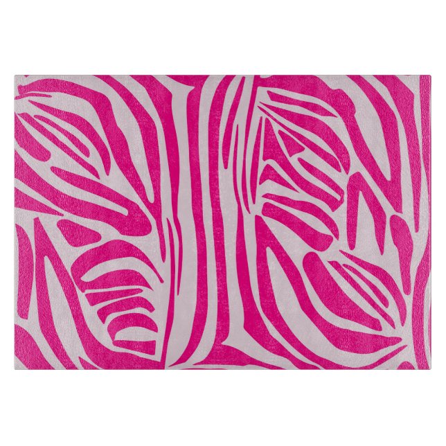 Pink zebra print cutting board (Front)