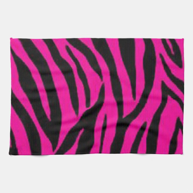 Pink zebra print design kitchen towel (Horizontal)