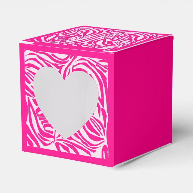 Pink zebra print favor box (Front Side)