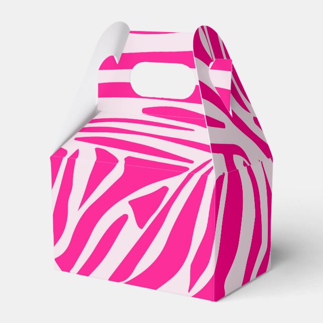 Pink zebra print favor box (Front Side)