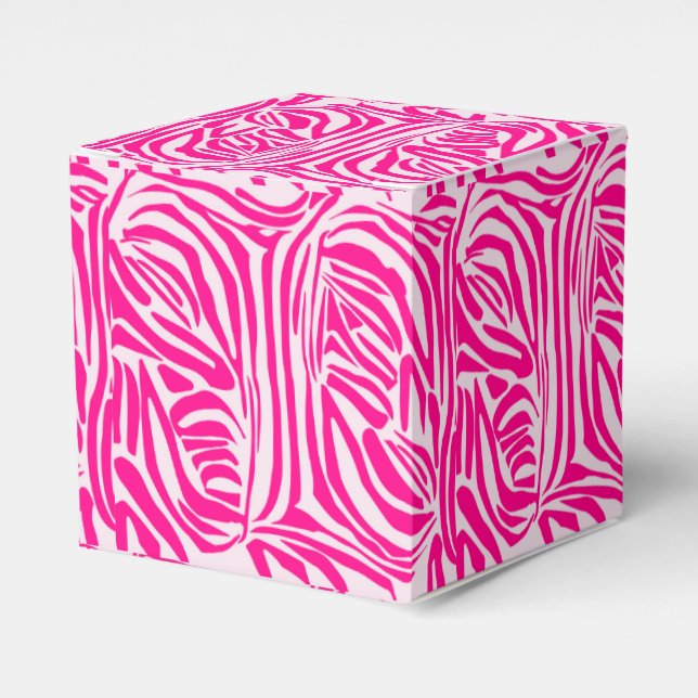 Pink zebra print favor box (Front Side)