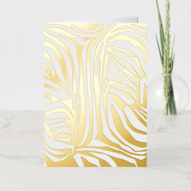Pink zebra print foil holiday card (Front)