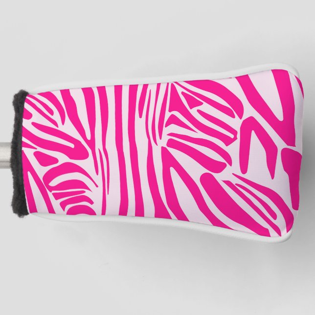 Pink zebra print golf head cover (Front)