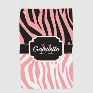 Pink Zebra Print Golf Towel