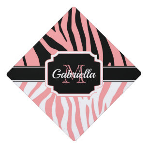Pink Zebra Print Graduation Cap Topper