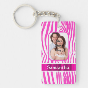 Pink zebra print keychain