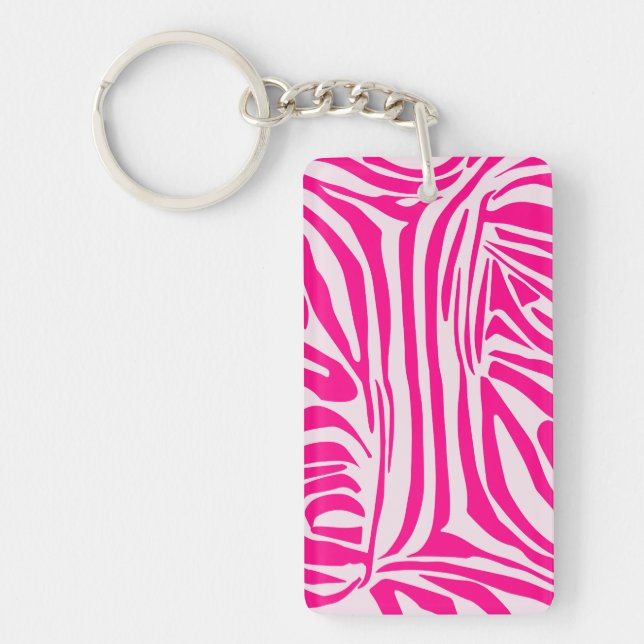 Pink zebra print keychain (Front)
