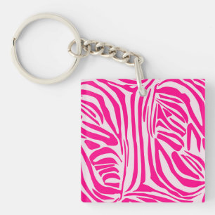Pink zebra print keychain