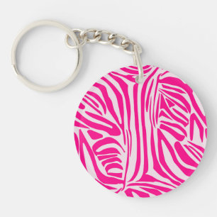 Pink zebra print keychain