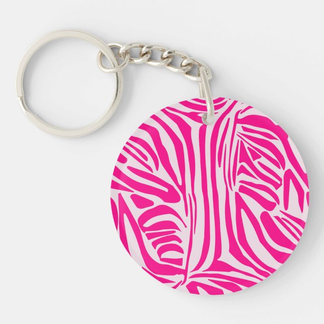 Pink zebra print keychain (Front)