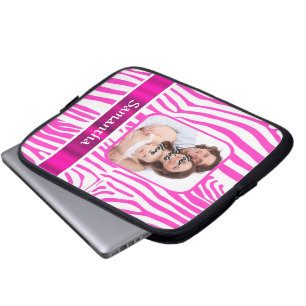 Pink zebra print laptop sleeve