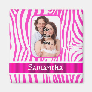 Pink zebra print magnet