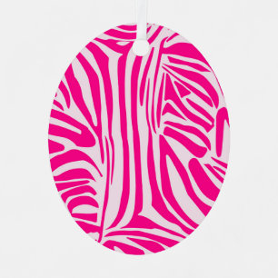 Pink zebra print metal ornament