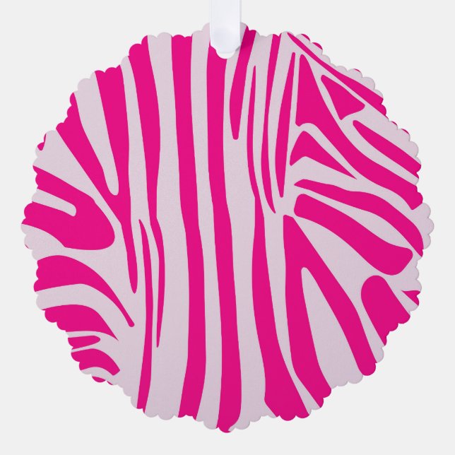 Pink zebra print ornament card (Front)