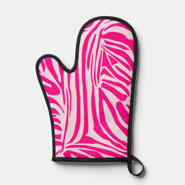 Pink zebra print oven mitt (Front)